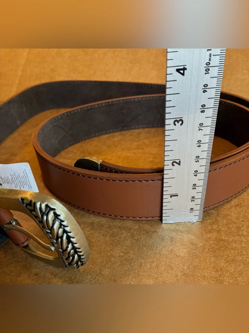 NWOT Atlas For Men Brown Western-Style Belt w/Silver-Color Metal Buckle; Size 53